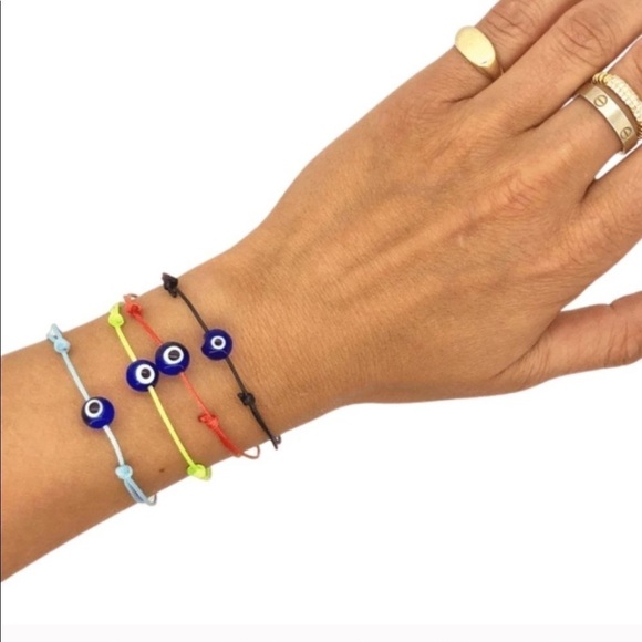 Evil eye dainty bracelets black adjustable - Picture 2 of 2